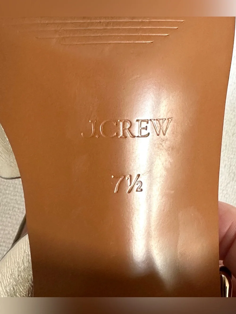 J. Crew Metallic Gold Crisscross Block Heel Sandals Strappy Leather Size 7.5